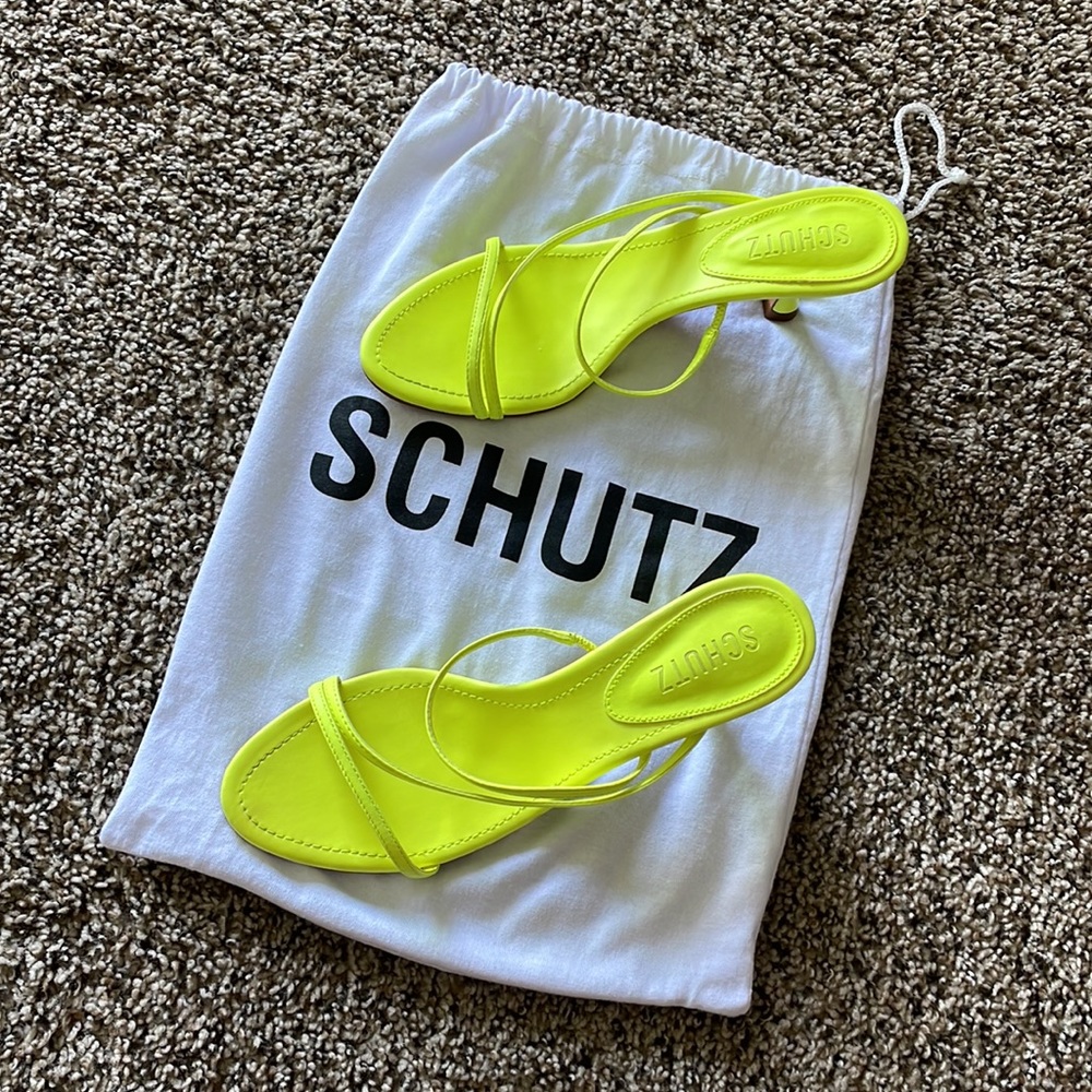 SCHUTZ Neon Kitten Heel Sandals